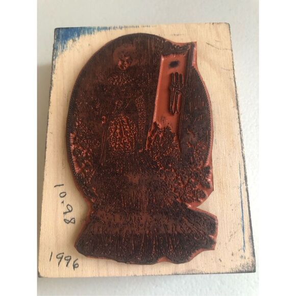 Francisco Rubber Stamp Gothic Lady with Candles Oval 1992 Vintage Wood Mounted - Picture 2 of 13